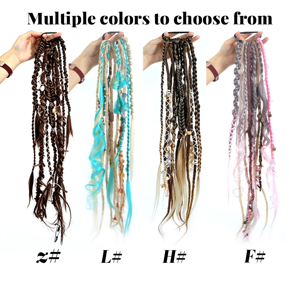 24 inch synthetic hand woven ponytail matte dirty braid color rope ponytail wig suitable for women's daily parties