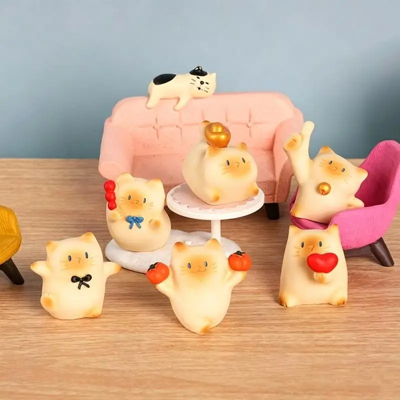 New Cartoon Chubby Cat Series Resin Figurines Holiday Home Decorations Model Toys Surprise Gifts Desktop Ornaments