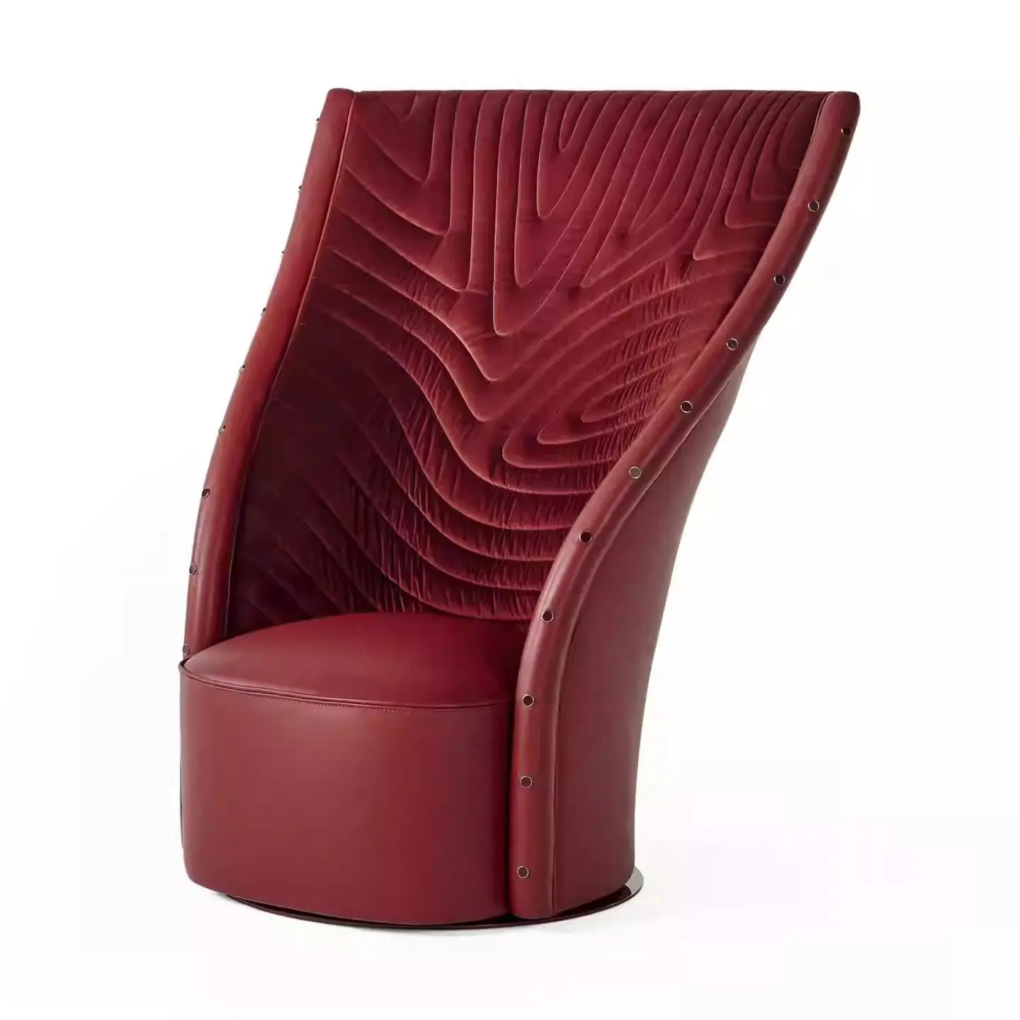 leather leisure chair high-end embroidery villa living room lazy high backrest sofa designer negotiates single chair