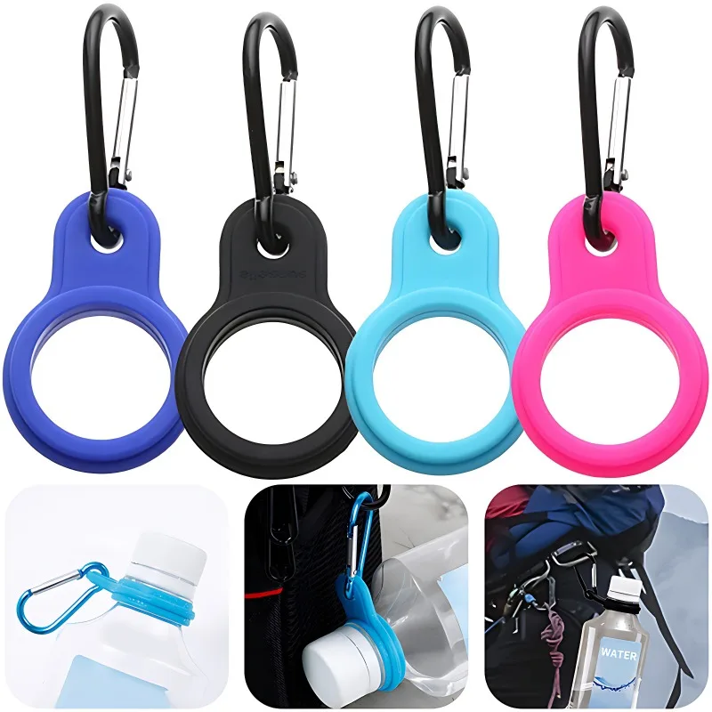 1/2pcs Aluminum Sports Kettle Buckle Outdoor Carabiner Water Bottle Holder Rubber Buckles Hook Camping Hiking Accessories