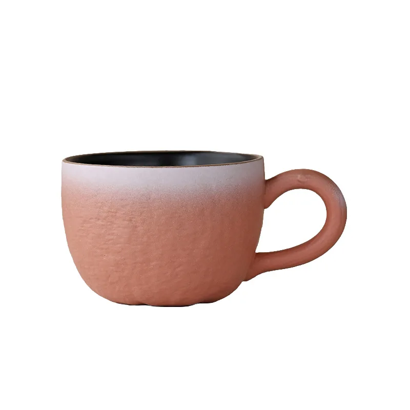 Keramische huishoudelijke ontbijtkop, vervaardigd uit de oven, koppelkop, zeer fraaie kop met oor, geschikt voor afternoon tea en koffie.