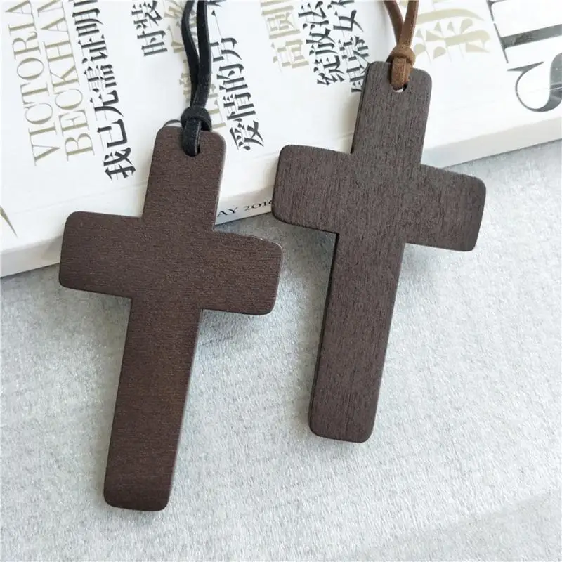 587F Retro Men Women Brown/Black Rope for Cross Pendant Christian Religious Neck