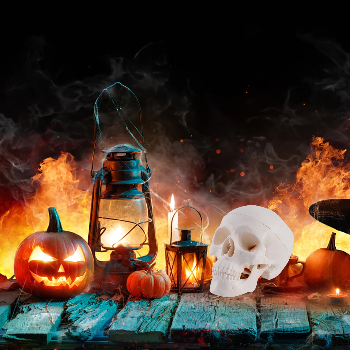 

PVC Skull Decoration Halloween Props Realistic Ghost Horror Home Office Party Bone Like Lasting Festive