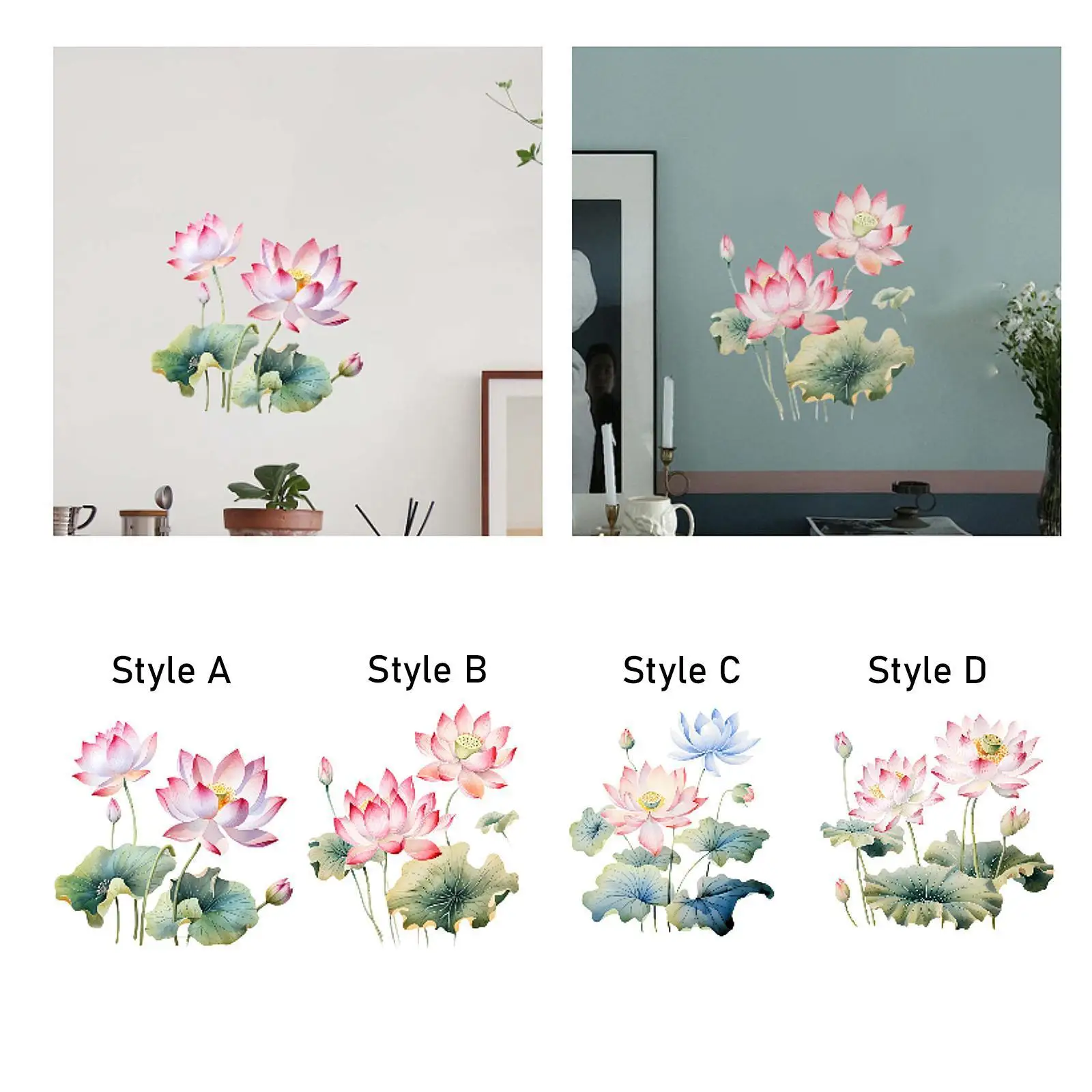 

Lotus Wall Sticker Art Sticker Accessories Easily Install Wear Resistant Wall Decal for Playroom Restroom Door Kitchen Bedroom