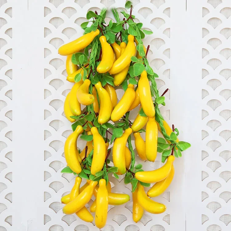 Plátano Artificial de 58cm y 8 cabezas, decoración colgante de pared para el hogar y el jardín, frutas falsas, suministros para fiesta de cumpleaños y boda, accesorios de fotografía