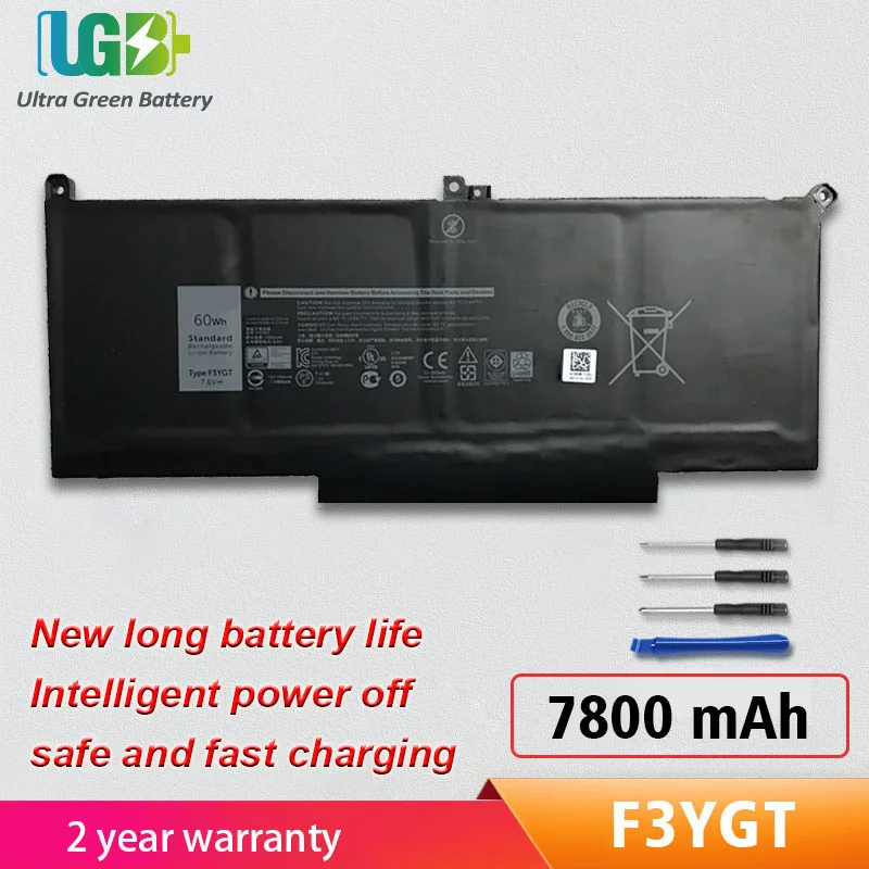 UGB New F3YGT Battery for Dell Latitude 12 7000 E7280 E7290 E7380 E7390 E7480 E7490 F3YGT 2X39G 60WH Laptop Battery