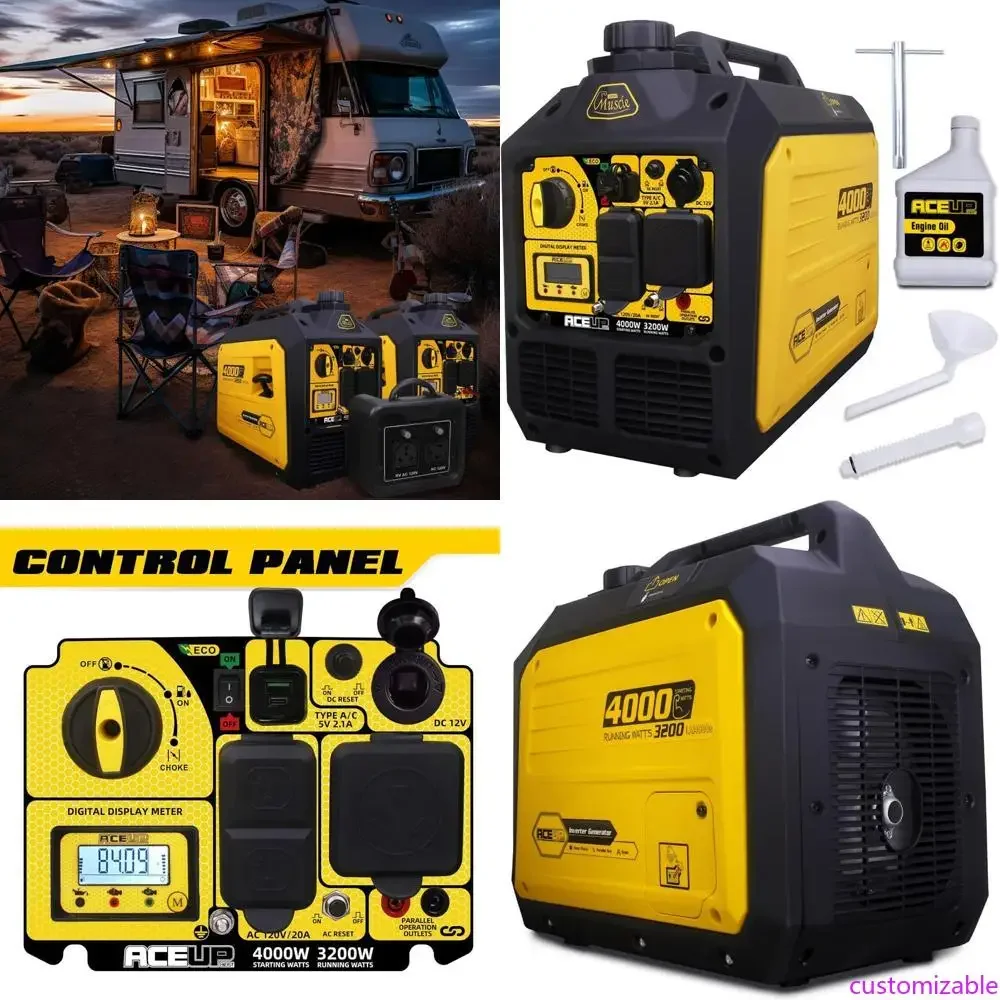 

Gas-Powered 4000-Watt Portable Inverter Generator, Quiet Operation for Home and RV, EPA-Approved