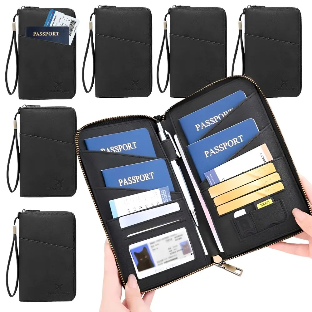 

1pc Multi-Pocket Zipper Travel Passport Wallet for Airline Tickets, Debit Cards, Driver License, Cash, Ideal Travel Gift YMY