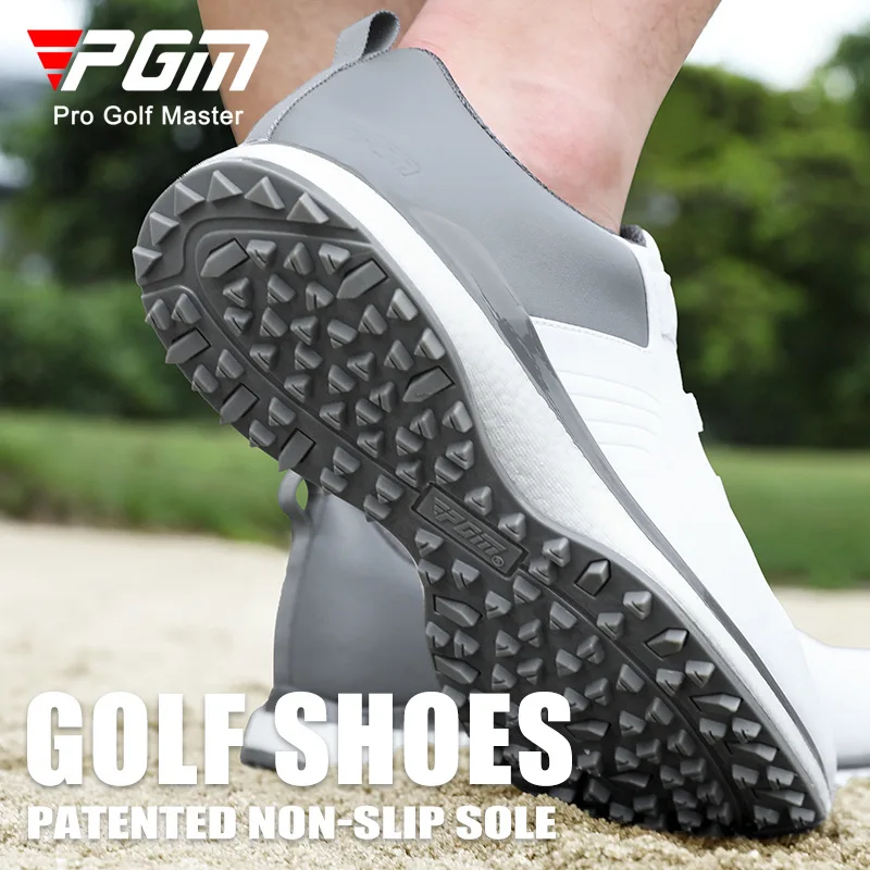 PGM sepatu Golf serat mikro pria, sneaker kasual musim panas tahan air TPU Anti Slip XZ371