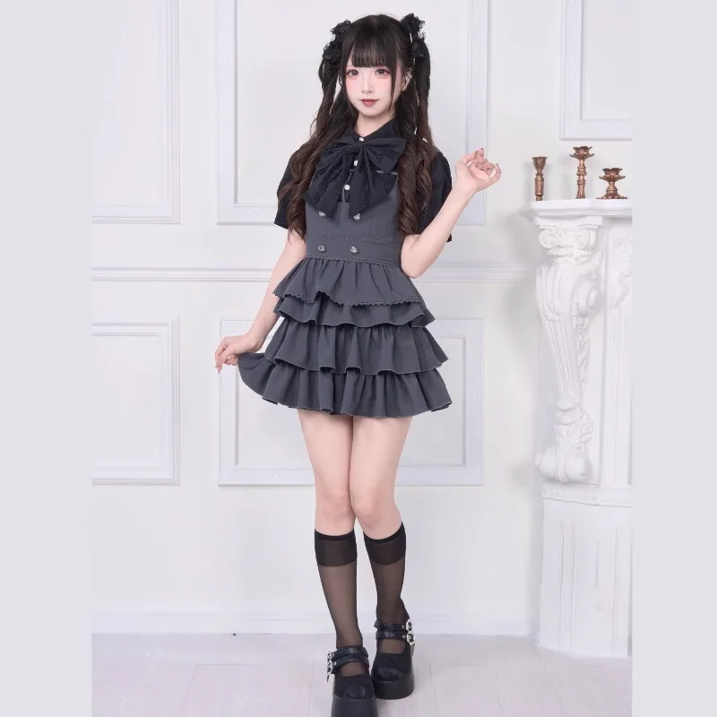 Y2k Chic Design Sense Two-wear Vest Skirt And Shirt Mass-produced Japanese Lolita Subculture Slim-fit Single-breasted Top Blusas