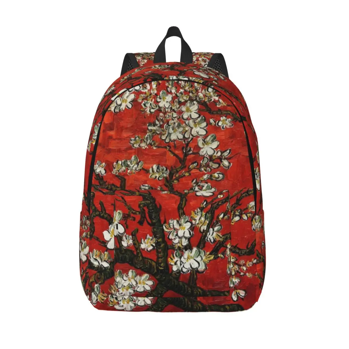 

Красный рюкзак для ноутбука Ван Гога с цветами миндаля, женский и мужской базовый рюкзак для школы, студента, сумки для рисования цветов