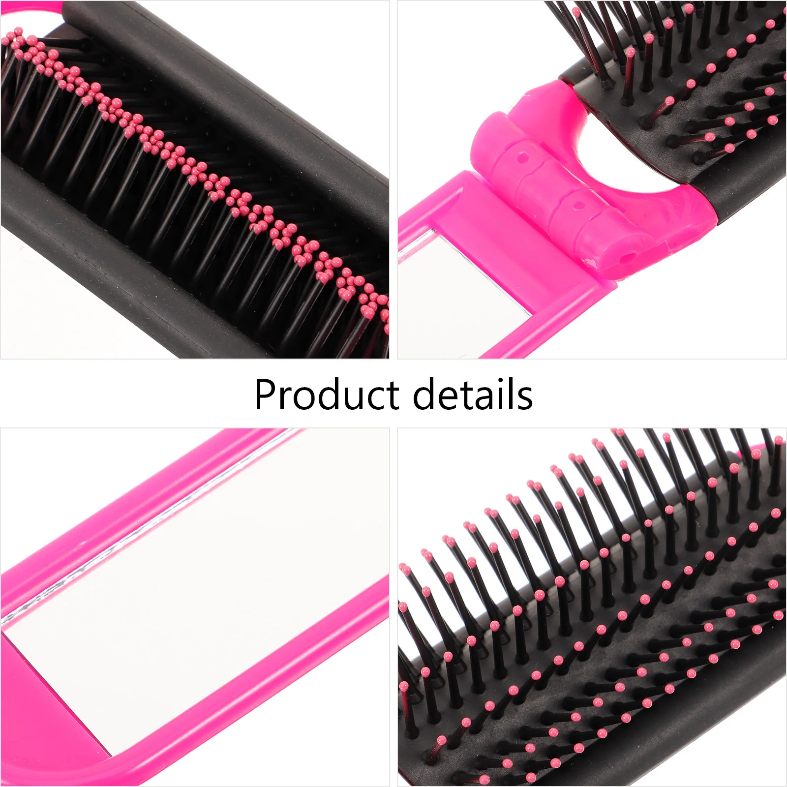 

Hair Brush with Mirror Portable Folding Comb Detangling Styling Tool for Women Girls Smooth Teeth No Scalp Hurt