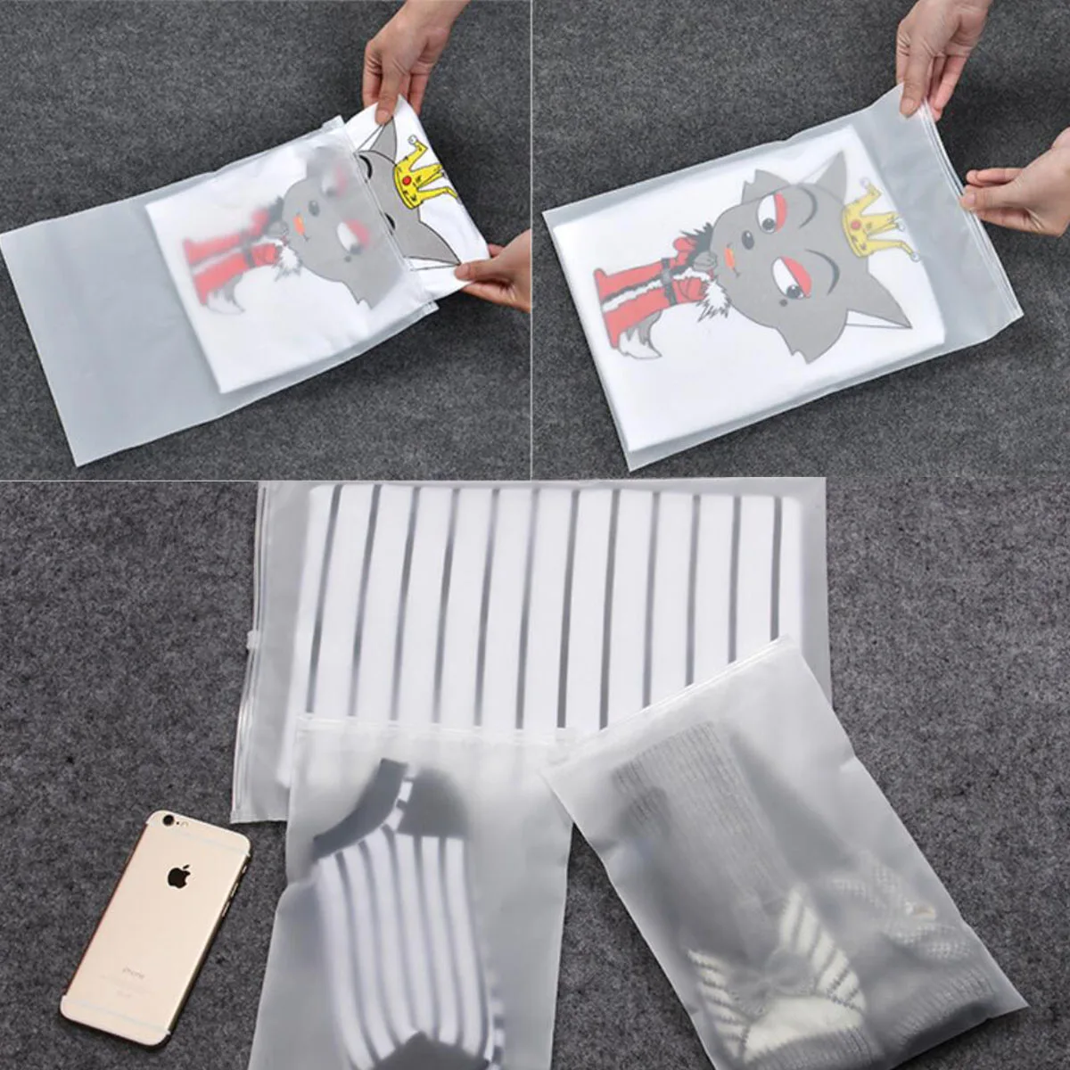 5pcs Transparent Clothes Storage Bags Vacuum Bag For Shoes Makeup Underwear Zipper Travel Packing Portable Organizer Pouch