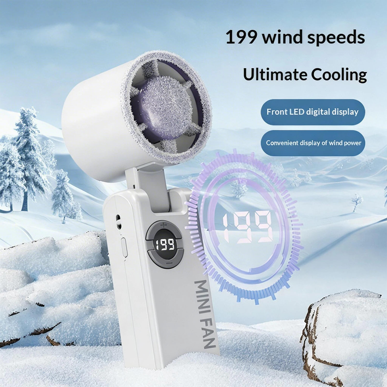 

High-Speed Handheld Fan 199 Speed Foldable Silent Fans Type-C Charging Adjustable Powerful Air Blower for Home Office Desktop
