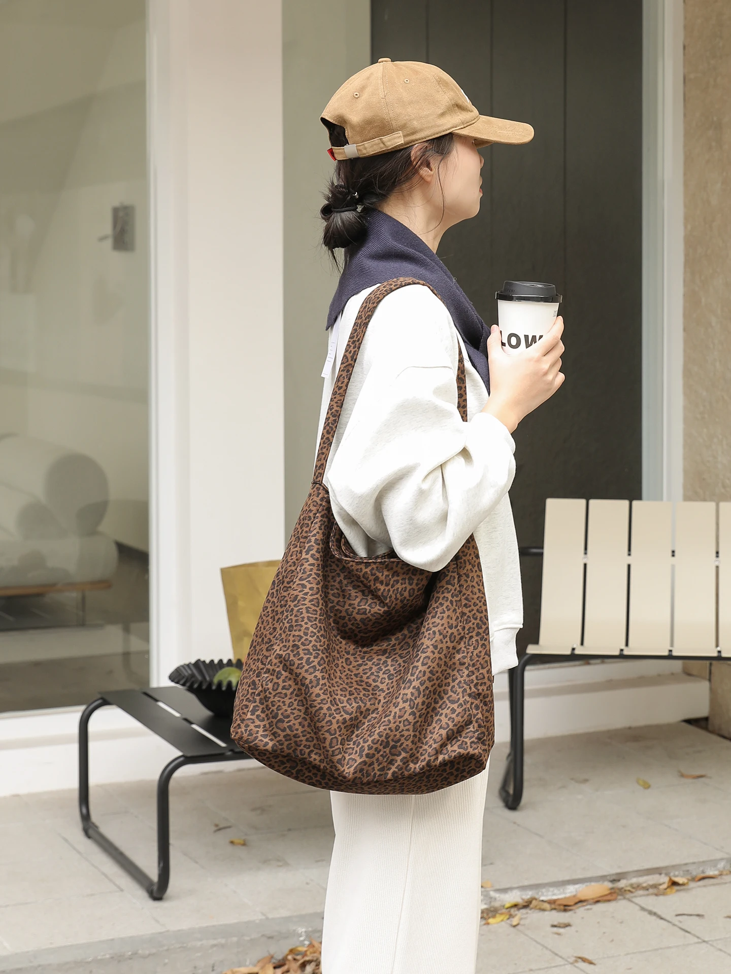 

Большая женская сумка через плечо из замши с леопардовым принтом, модная корейская сумка-тоут для осени и зимы.