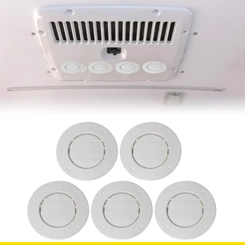SZCH Ceiling HVAC Register Cover, White Round ABS Vent Part with Adjustable Louvers for Motorhome and Travel Trailer Interiors