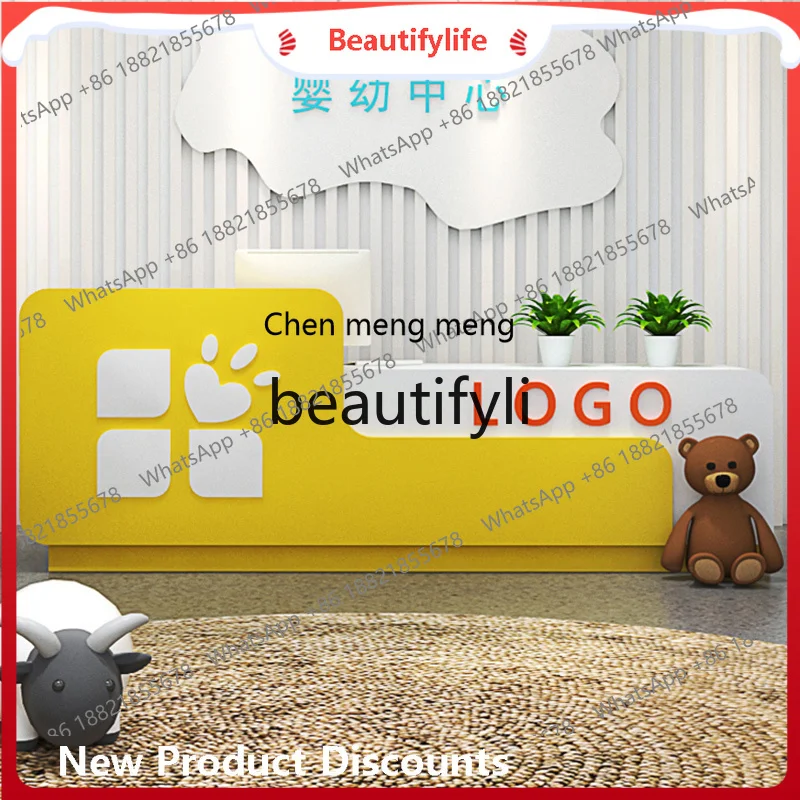 

E1001 ss Painted Front Desk Early Education Center Training Institution Reception Desk Fun Art Center Bar Counter