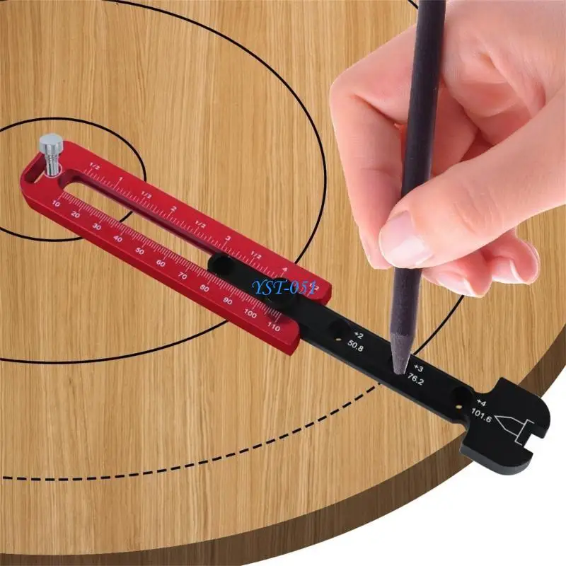 

E15A Drawing Compasses Woodworking Compasses Scriber Metric Inch Double Scale Circle Ruler Fixed-point Marking Gauge 195mm
