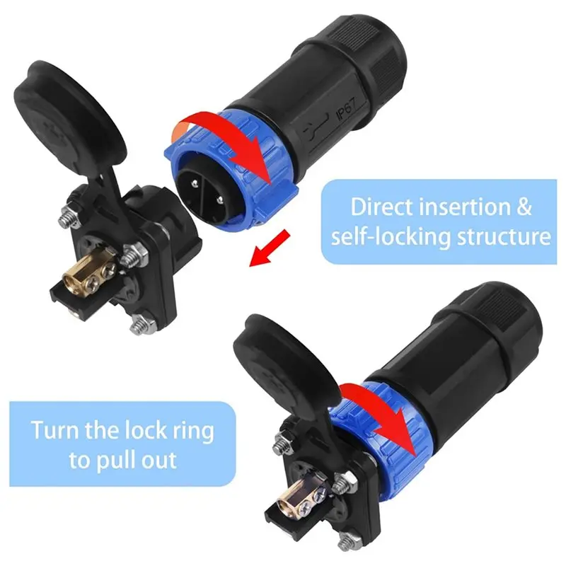 A48P-2X Trolling Motor Plug Set,12V/24V/ 36V/48V Plug For Down Rigger/ Fishing Reel Waterproof Marine Boat DC Power Connector