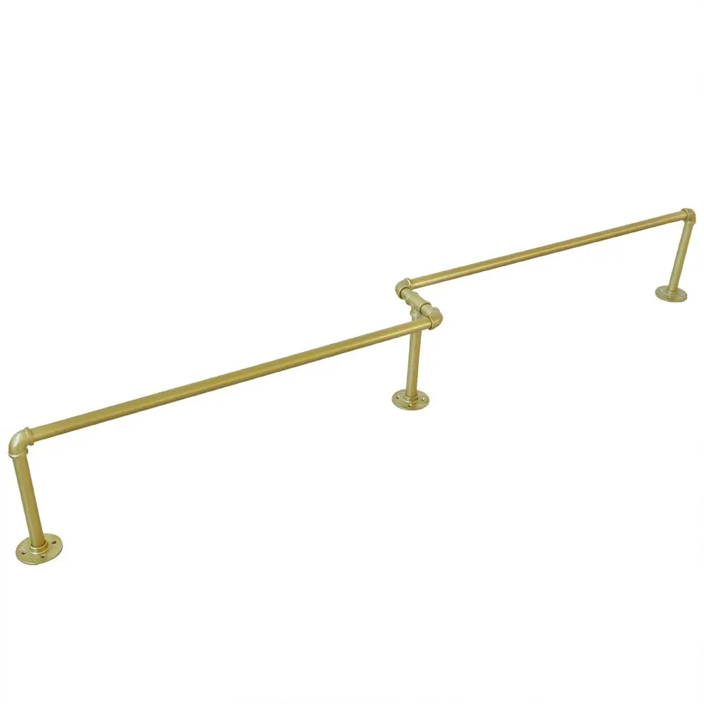 Clothes Hanger, Heavy-Duty Golden Clothes Hanger, 71-Inch Industrial Iron Pipe Wall-Mounted, Space-Saving, Multi-Purpose Hanging Rack