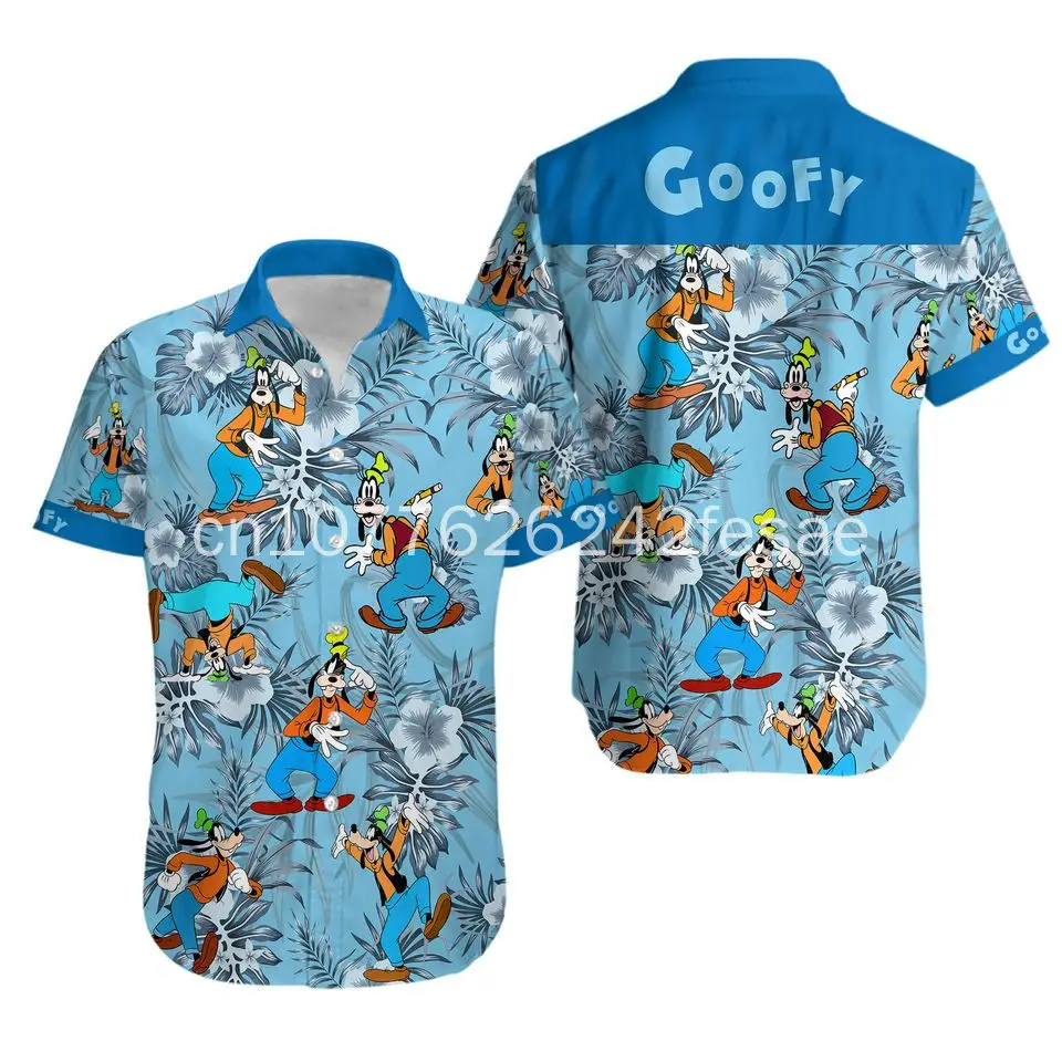 Disney Goofy Hawaiian Shirt Vintage Men\'s Button Down Shirt Disneyland Beach Hawaiian Shirt Disney Summer Short Sleeve Shirt