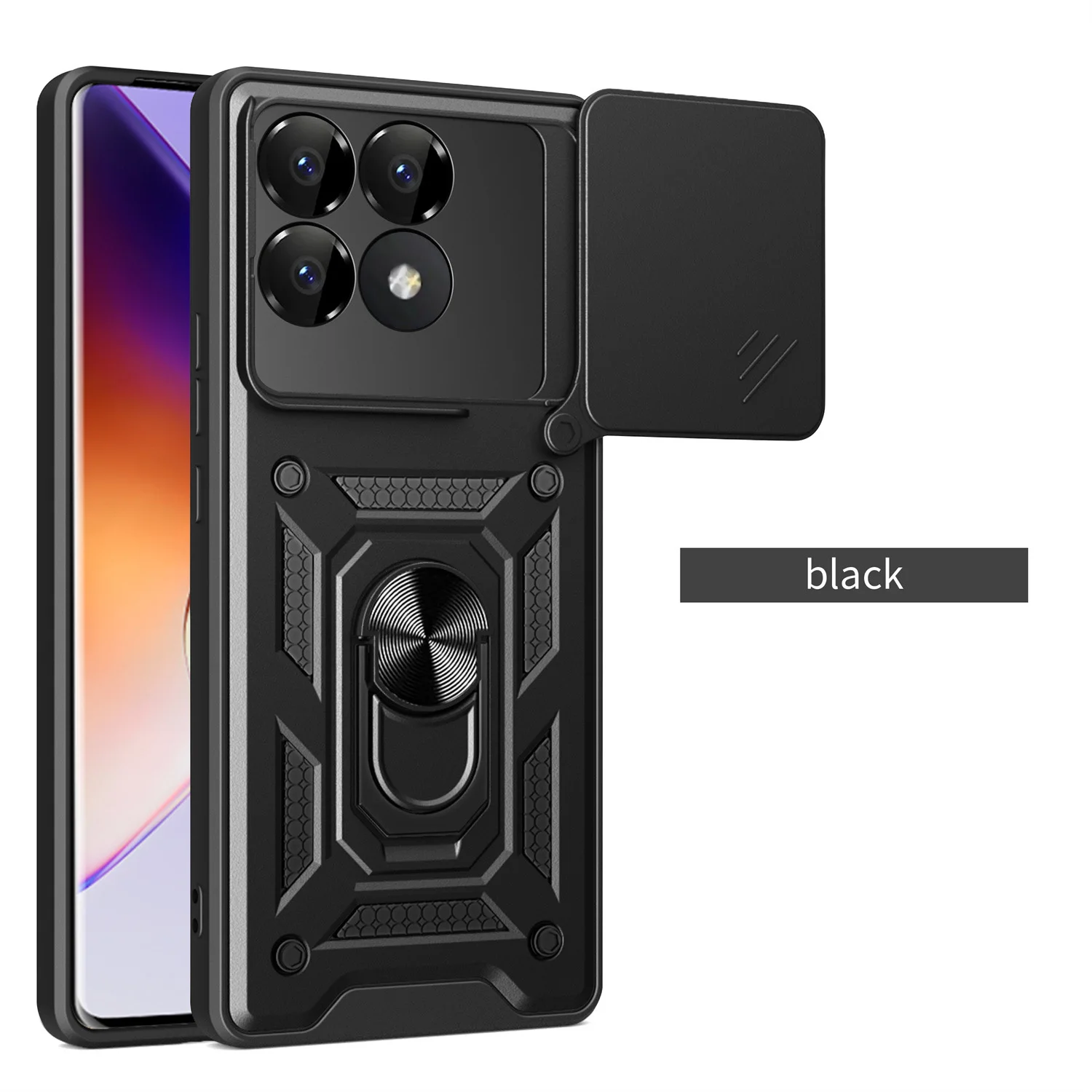 

Cover Xiaomi Redmi poco F6 Pro Slide Camera Lens Protector Armor Case For Xiaomi Redmi poco F6 Pro Military Grade Bumpers Ring