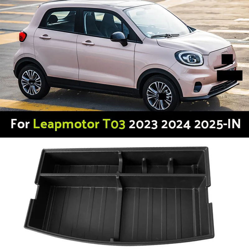 

Car Rear Trunk Organizer Box For Leapmotor T03 2023 2024 2025-IN Waterproof Rear Large Capacity Luggage Panel Storage Box Parts
