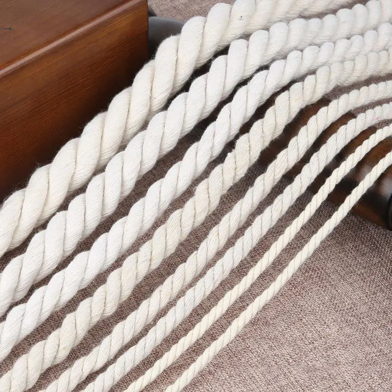 Imagen 5: Cuerda trenzada de algodón de 4-20mm, cordones de macramé de algodón Natural para manualidades DIY, decoración del hogar, Material de tejer, cuerdas de boda