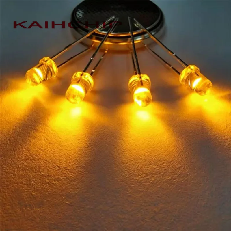 100PCS 3V F3 3mm Golden Yellow LED Light High Brightness Clear Round Head LED Bulb for Mechanical Keyboard Backlight