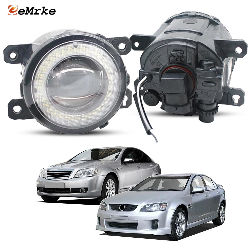 2x LED Fog Lights For Holden Commodore VE S1 Statesman WM 2006-2009 Glass Lens Angel Eyes DRL Daytime Runinng Light Car Fog Lamp