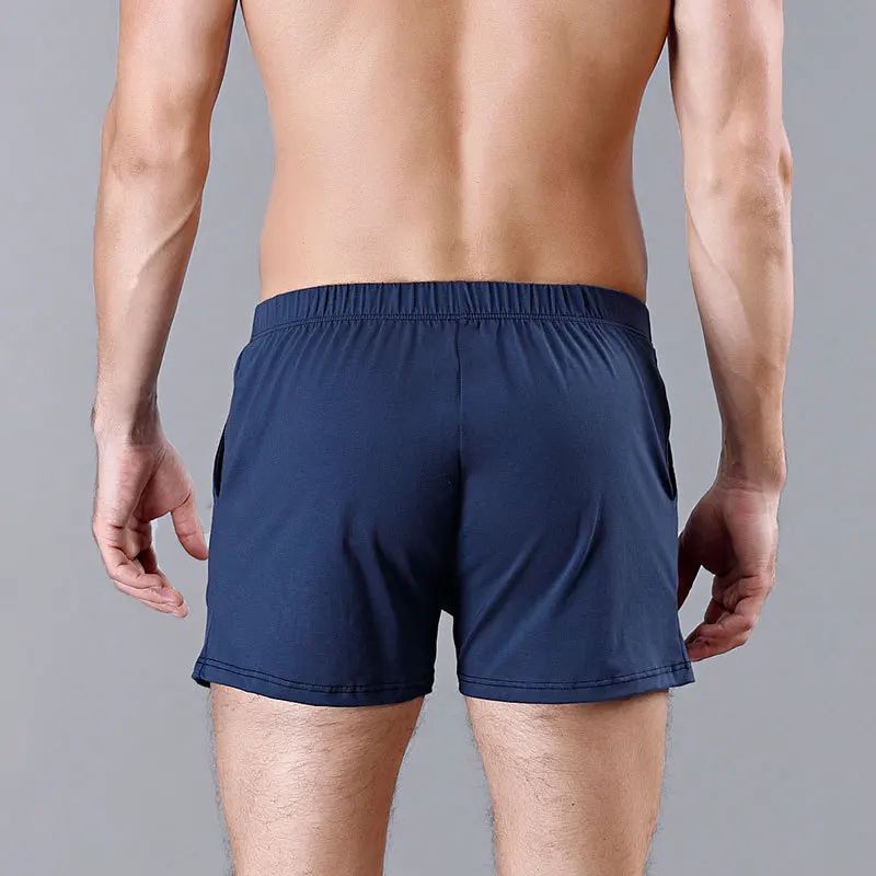 Sexy roupa interior masculina de algodão boxer shorts homme sólido meados de cintura u convexo bolsa cueca respirável macio calças de seta masculina