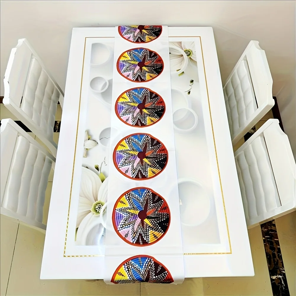 VIKAMA Simia Traditional Ethiopian Art Tablecloth Colorful Dining Room, Kitchen, Living Room All-Season Decor