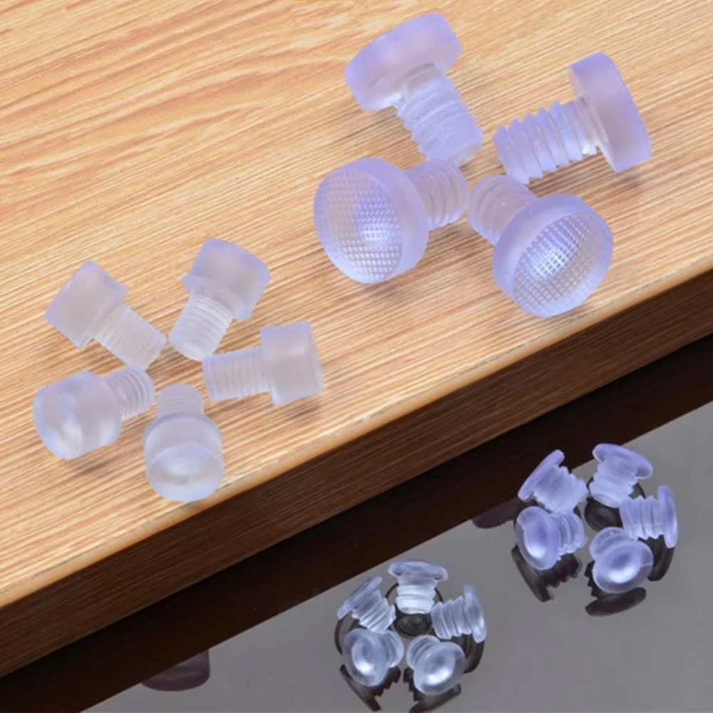100Pcs Clear Soft PP Embedded Furniture Bumper Table Chair Leg Feet Bottom Glide Slide Pad Floor Protector Shockproof Accessory