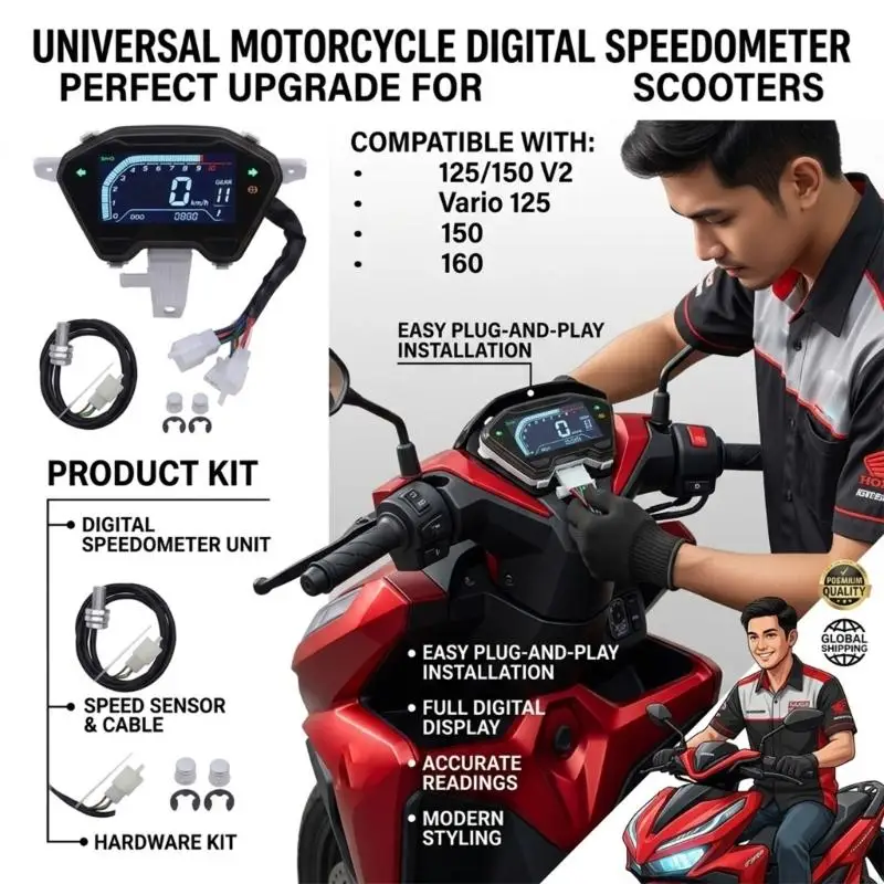  Odometer Speed Gauges Digital Instrument Cluster for 125Cc 150Cc Scooters Accurate Readings Day Night Riding Conditions