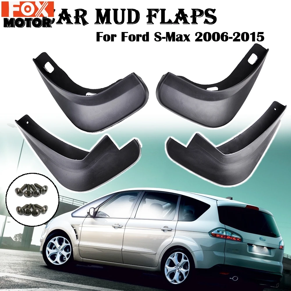 Set Mud Flaps Mudflaps Splash Guards Mudguards Front Rear Clips For Ford S-Max 2006 2015 2007 2008 2009 2010 2011 2012 2013 2014