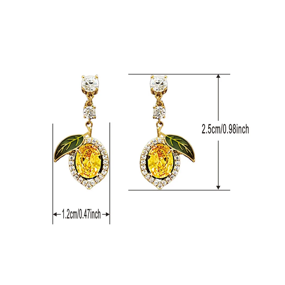 Elegant Rhinestone Lemon Imitation Pearl Earrings, Stylish Design for Women, Perfect for Daily Wear & Parties