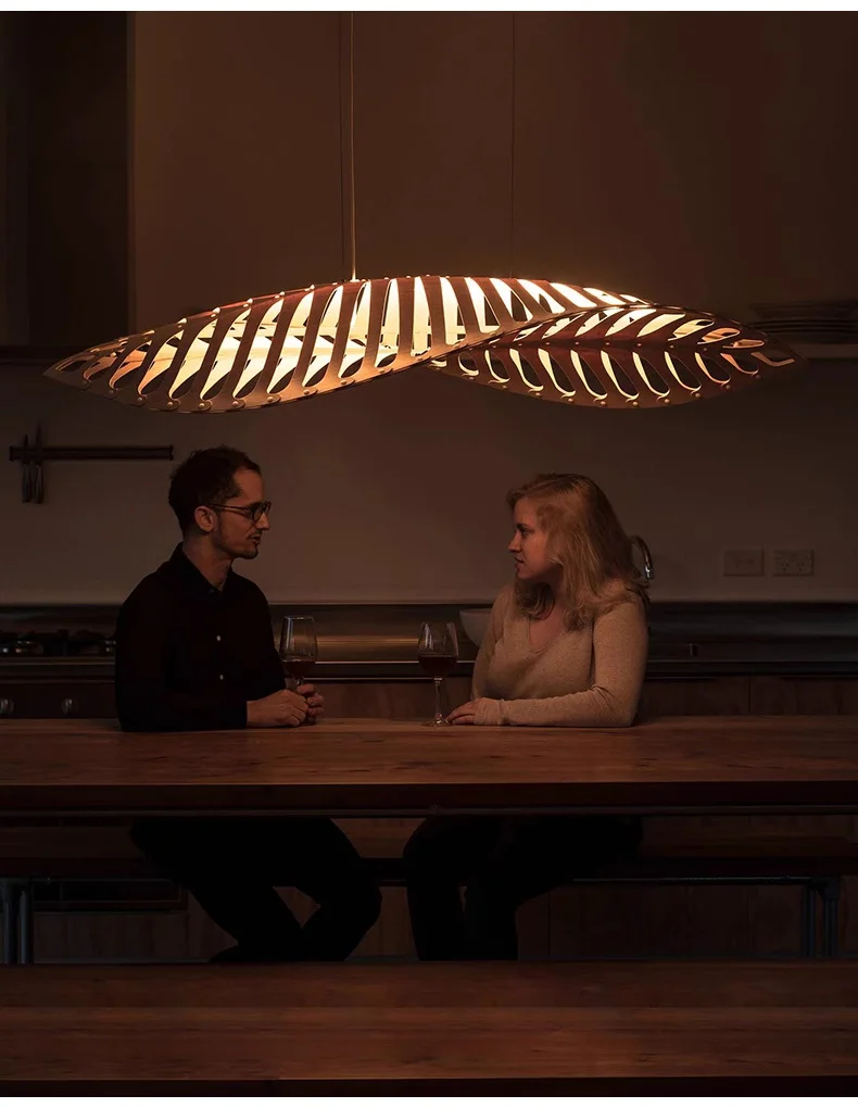 Nordic Wood Fish Bone LED Pendant