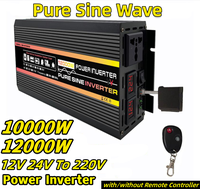 10000/12000W Pure Sine Wave Inverter DC 12V 24V To AC 220V Power Inverter with/without Remote Controller for Home Outdoor RV Car