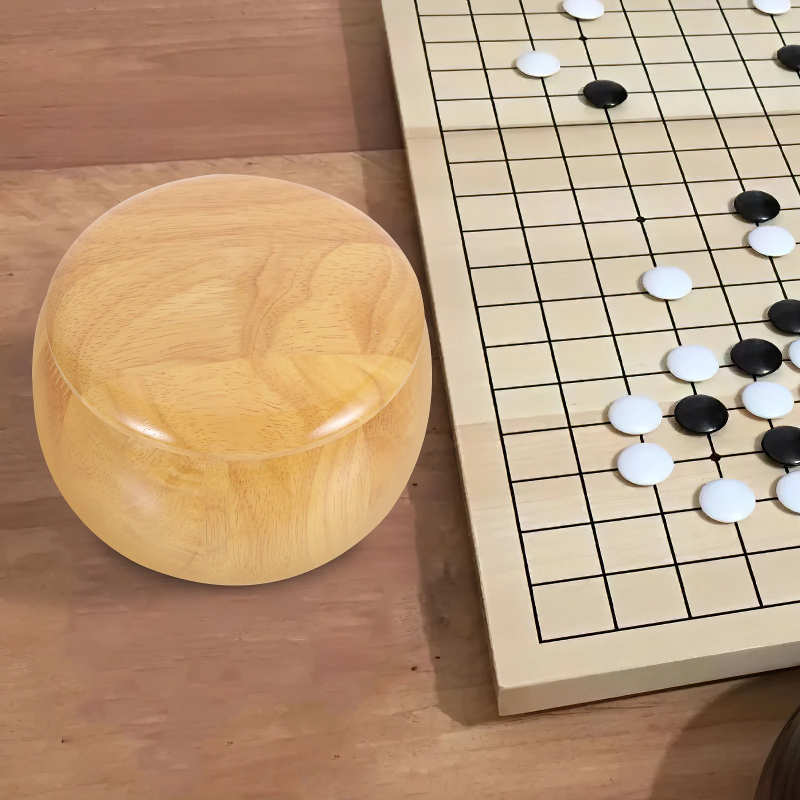 

2pcs Solid Chess Pieces Container Large Storage Bowl For Black White Stones Durable Wooden Box Lidded Pieces Pot