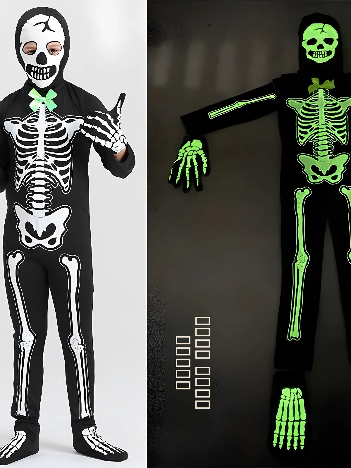 Kinder Halloween Cosplay Performance Kostüm Leuchtendes Skelett Skelett Kind Todesgott Geist Kleidung Terror Thema Par C...