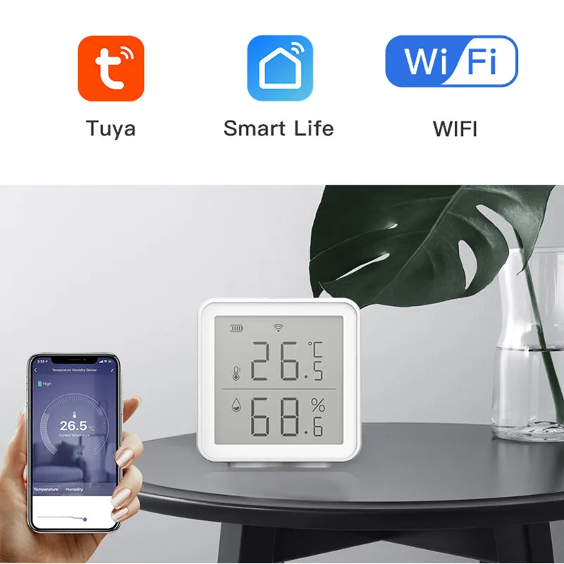 Tuya WIFI Temperature Humidity Sensor Indoor Hygrometer Thermometer LCD Display Smart Home Alexa Google Assistant Remote Control