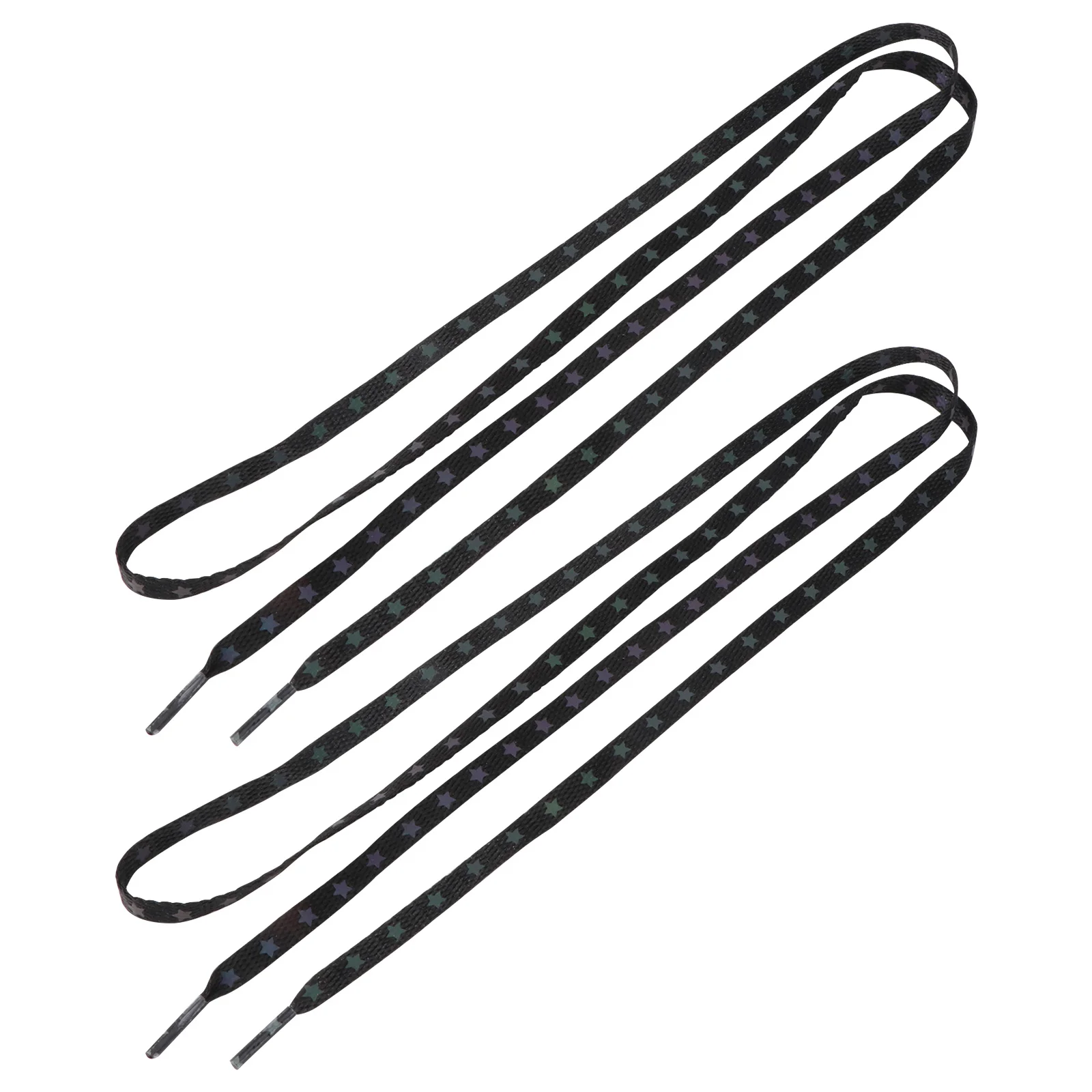 زوج واحد من رباط الحذاء العاكس المتين المسطح المرن مع نمط نجمة إبداعية للأحذية الرياضية للجري الليلي #4