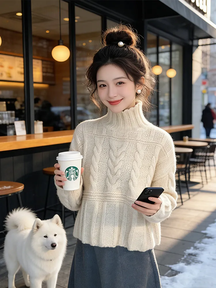 

Женский свободный вязаный свитер с мягкой косичкой и бахромой, повседневный, осенне-зимний, новый, в стиле лэйзи-фэшн, теплый базовый слой