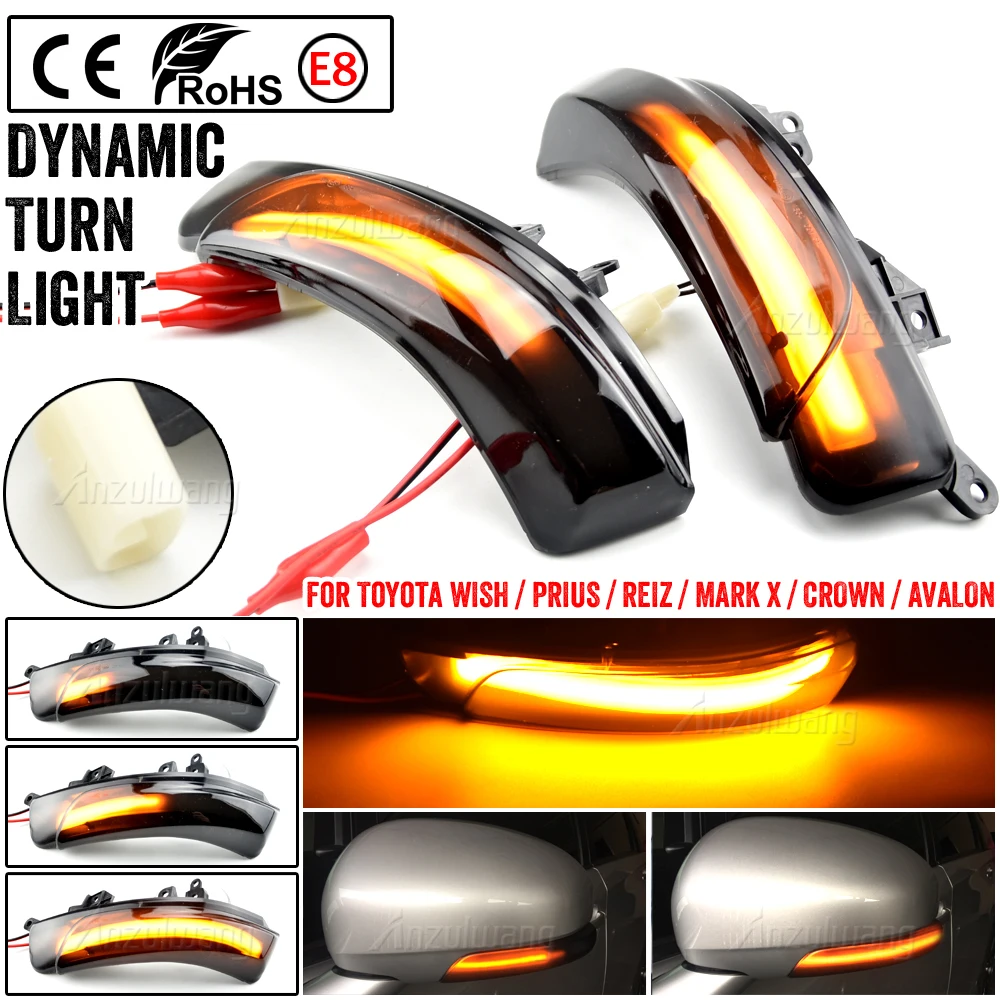 

For Toyota WISH/PRIUS/REIZ/MARK X/CROWN/AVALON Dynamic LED Turn Signal Light Side Wing Mirror Indicator Directly Replace OEM