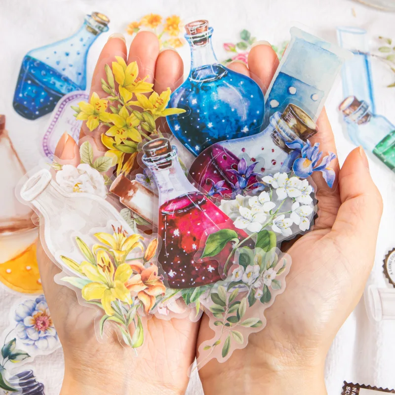 20Pcs Test Tube Label Plant Floral Stickers Multi-Style No Repeat Junk Journal Collage Supplies