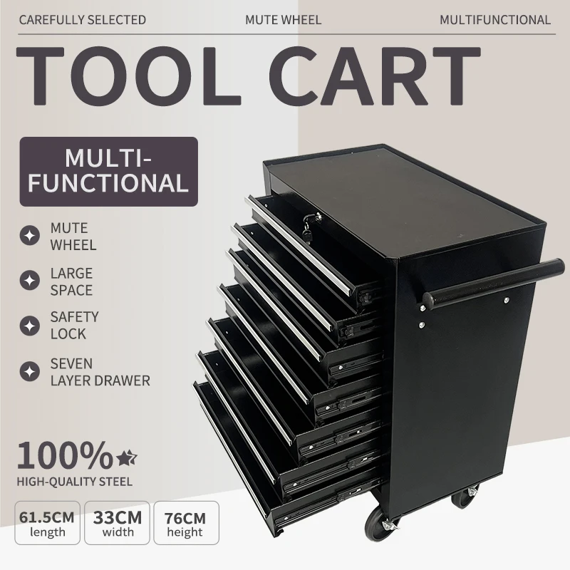 

Multifunctional Tool Cabinet 7-drawer Rolling Tool Trolley Mental Cart for Garage Outdoor and Repair Shop Cabinet