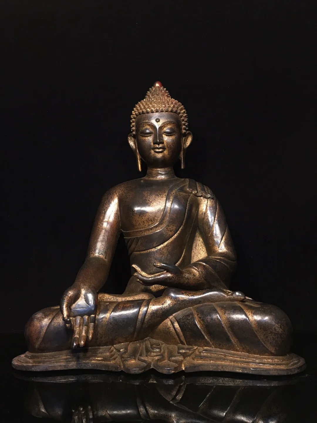 

Nepalese Tibetan brass clay with gold removed from Shakyamuni Buddha's Great Day Buddha ornament, 47cm, for home and hall use