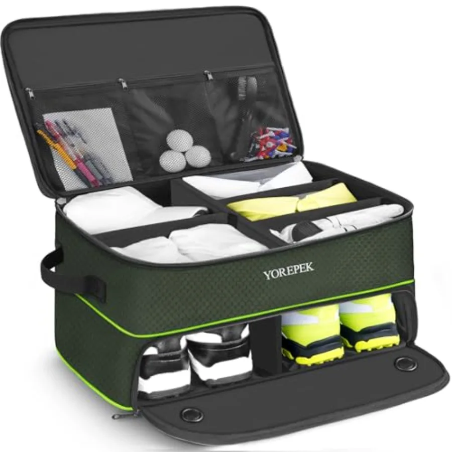 2 Layer Golf Trunk Organizer Golf Gifts for Men with Separate Ventilated Compartment for 2 Pair Shoes Waterproof Car Trunk Lock