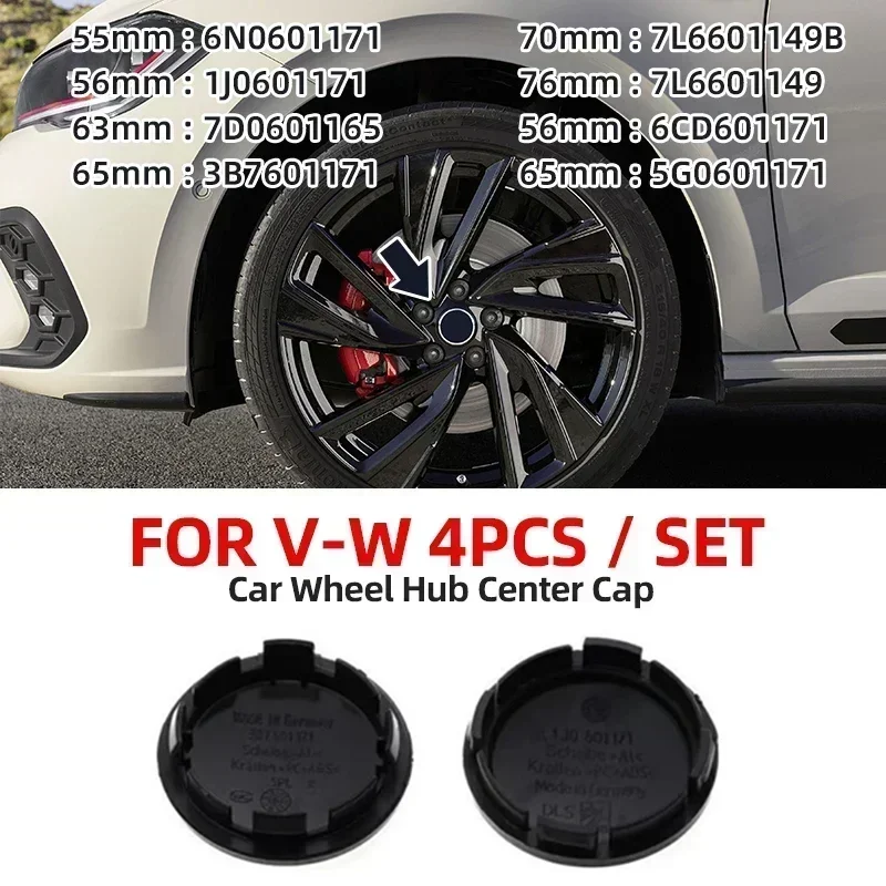 4 Uds 55mm 56mm 65mm 70mm estilo de coche tapa central de rueda cubiertas de cubo insignia accesorios para VW Volkswagen Golf Sharan Passat Tiguan