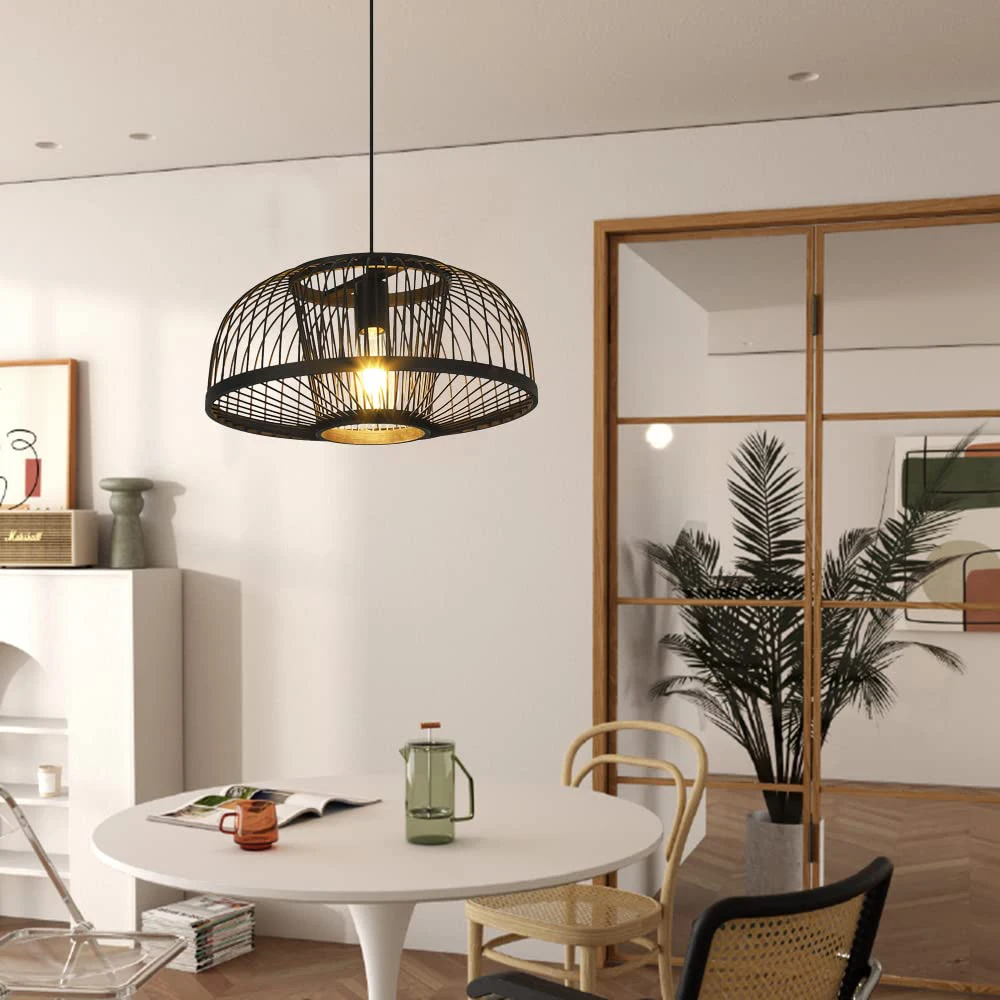 ARTURESTHOME Bamboo Pendant Light Fixture 1 Light Rattan Pendant Lamp Handmade Woven Hanging Light for Kitchen Living Room